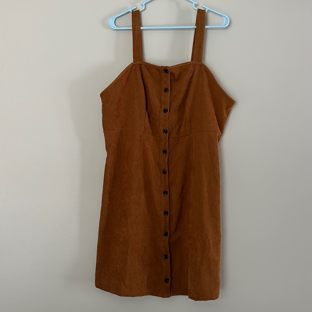 Burnt Orange Corduroy Button Dress